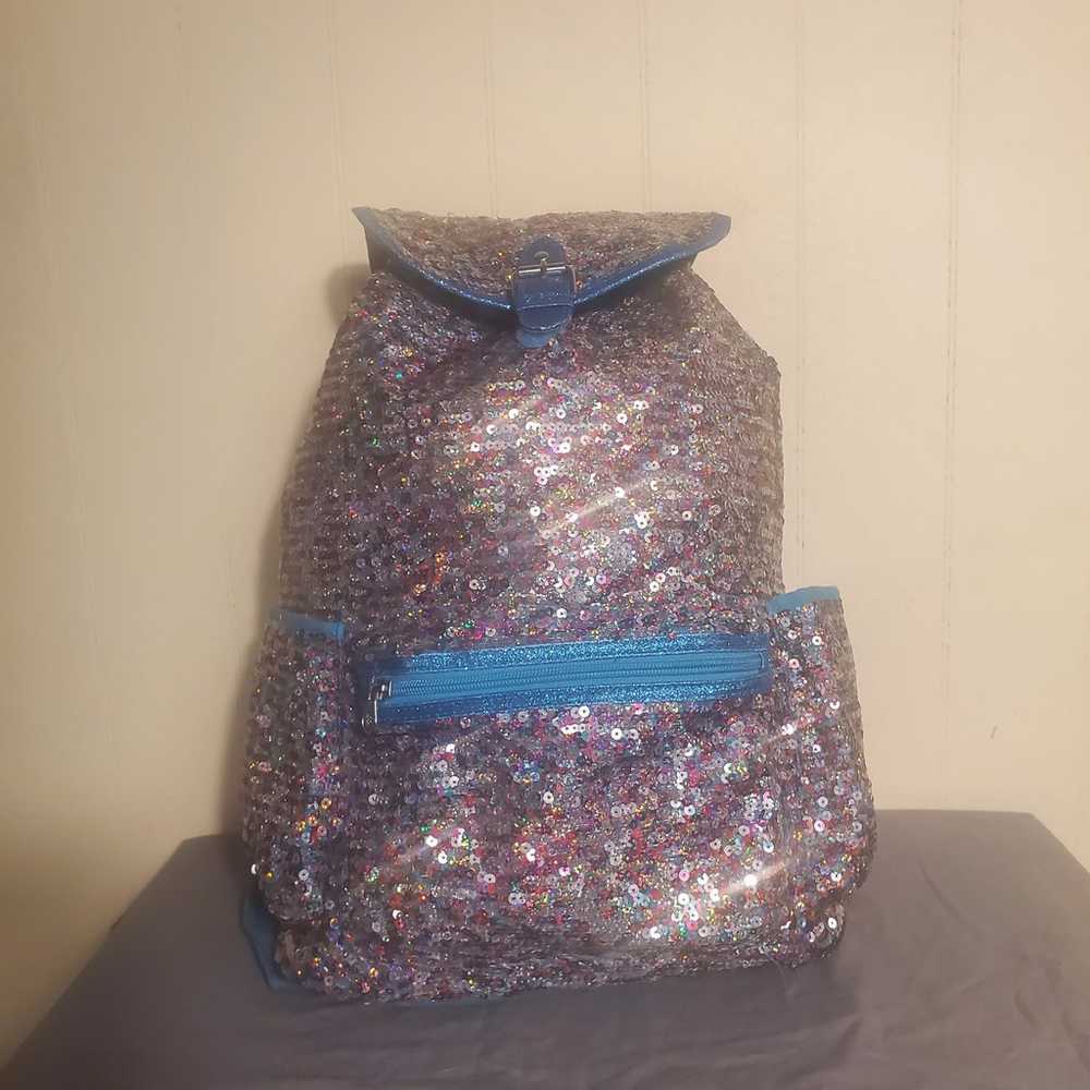 Justice Flip Backpack Multicolored sequins & teal… - image 1