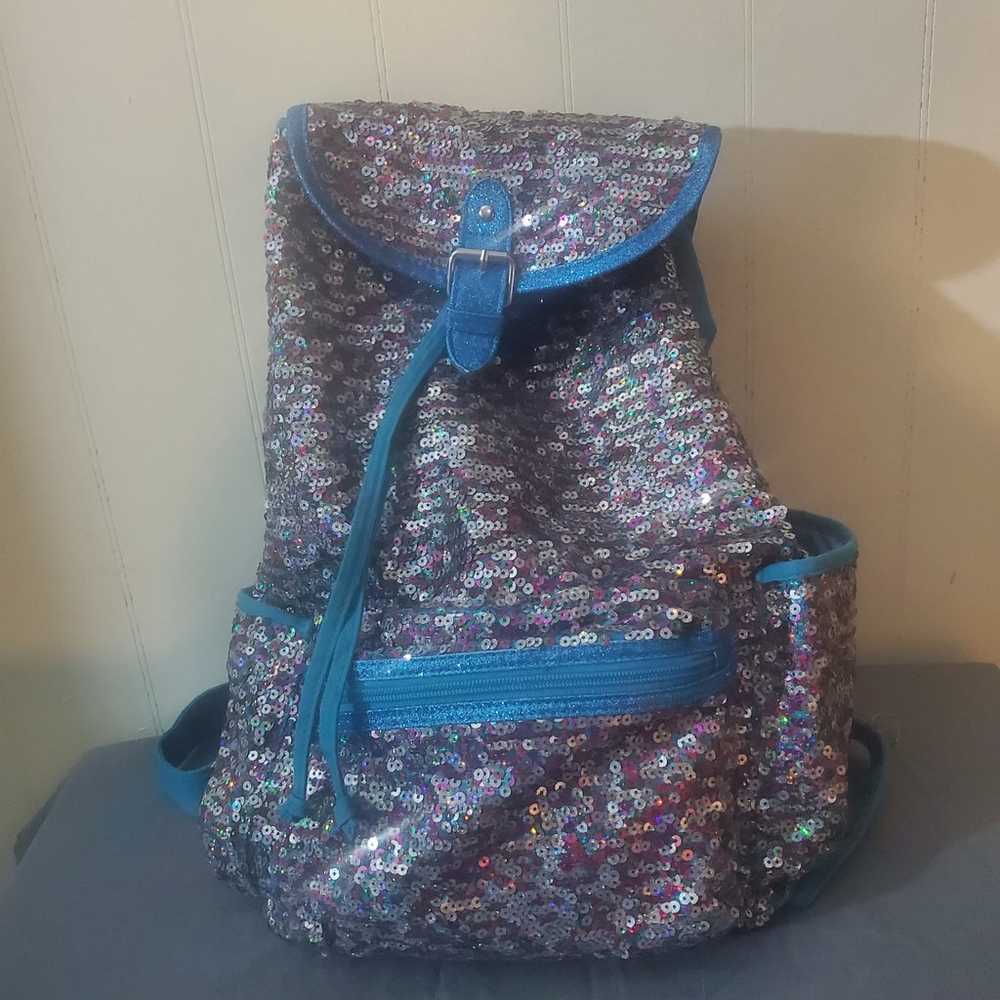 Justice Flip Backpack Multicolored sequins & teal… - image 2