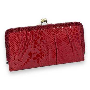 NWOT Red Faux Reptile Snakeskin Clutch Evening Bag