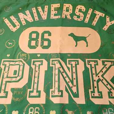 VS PINK Green Rhinestone University 86 Tote Bag