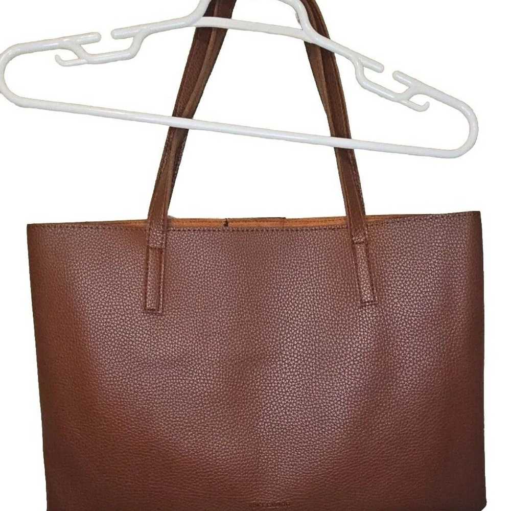 Vince Camuto Leather Handbag NEW Cognac Brown Bla… - image 2