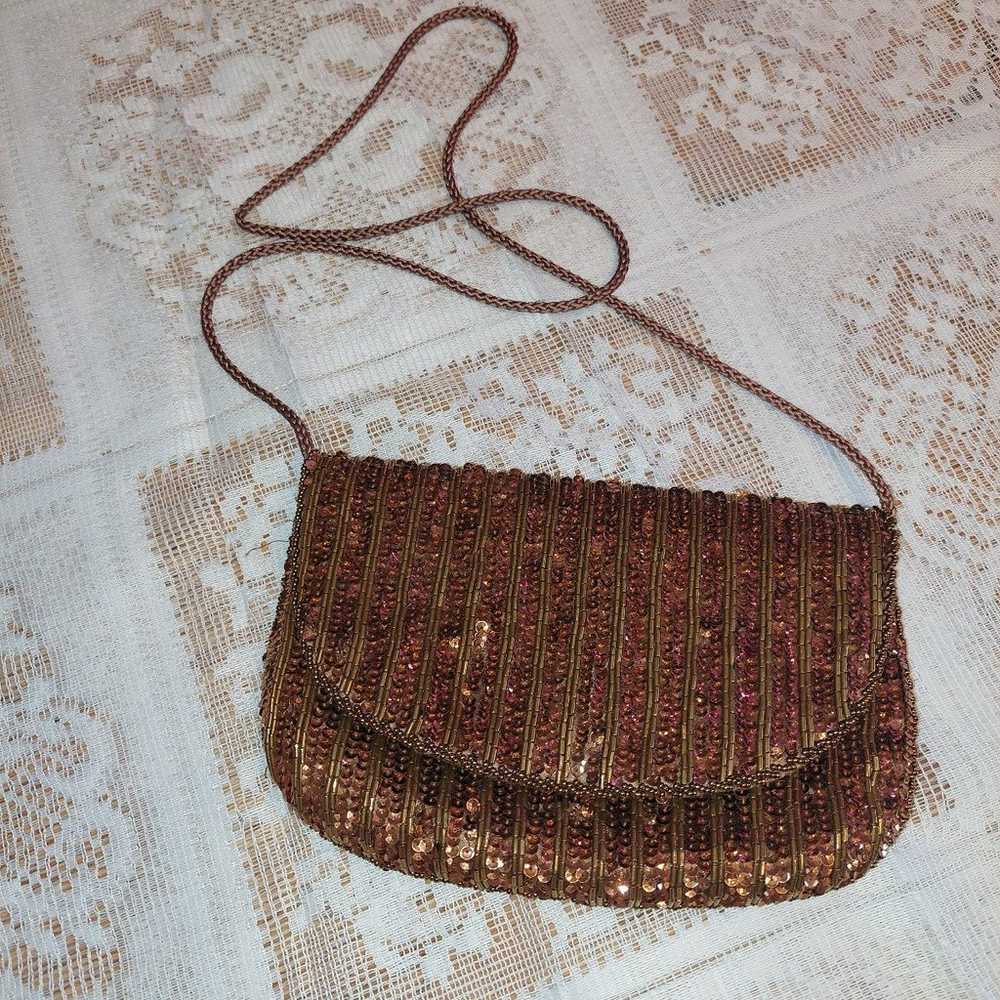 Walborg sequin sholder clutch purse vintage - image 6