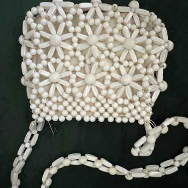 Vintage white beaded purse - image 1