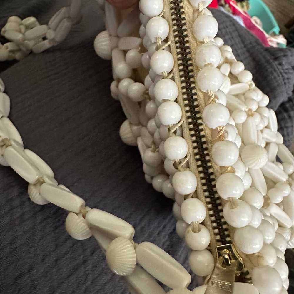 Vintage white beaded purse - image 4