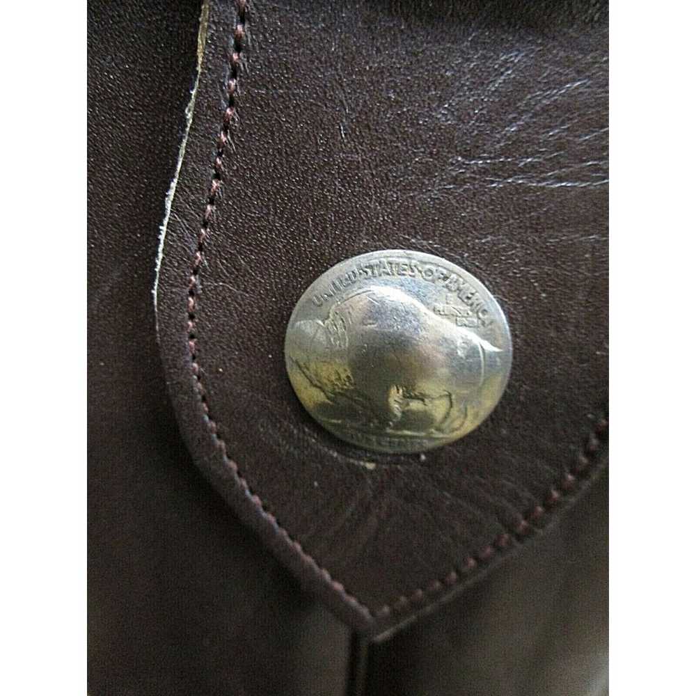 Handmade Med. Sz. Brown Leather Buffalo Nickel We… - image 4