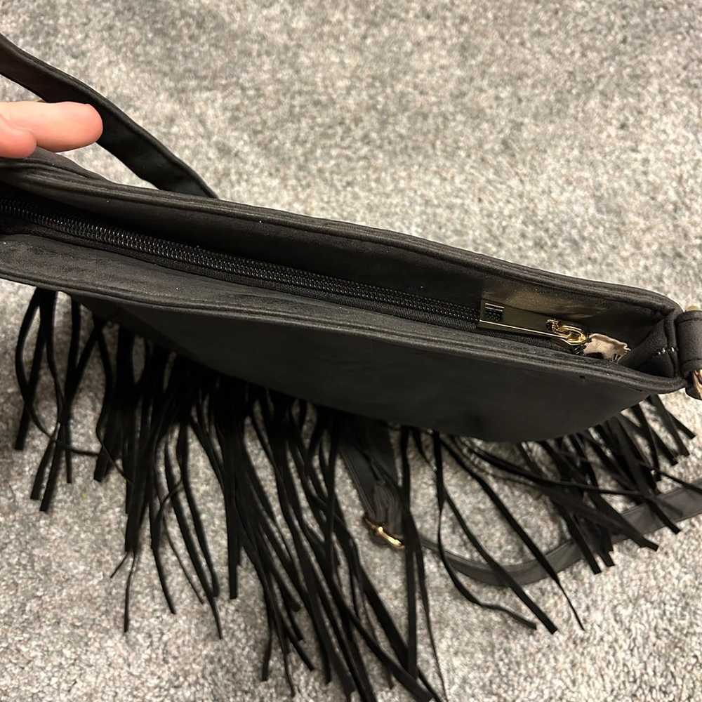 Vintage faux suede leather fringe tassel crossbod… - image 6