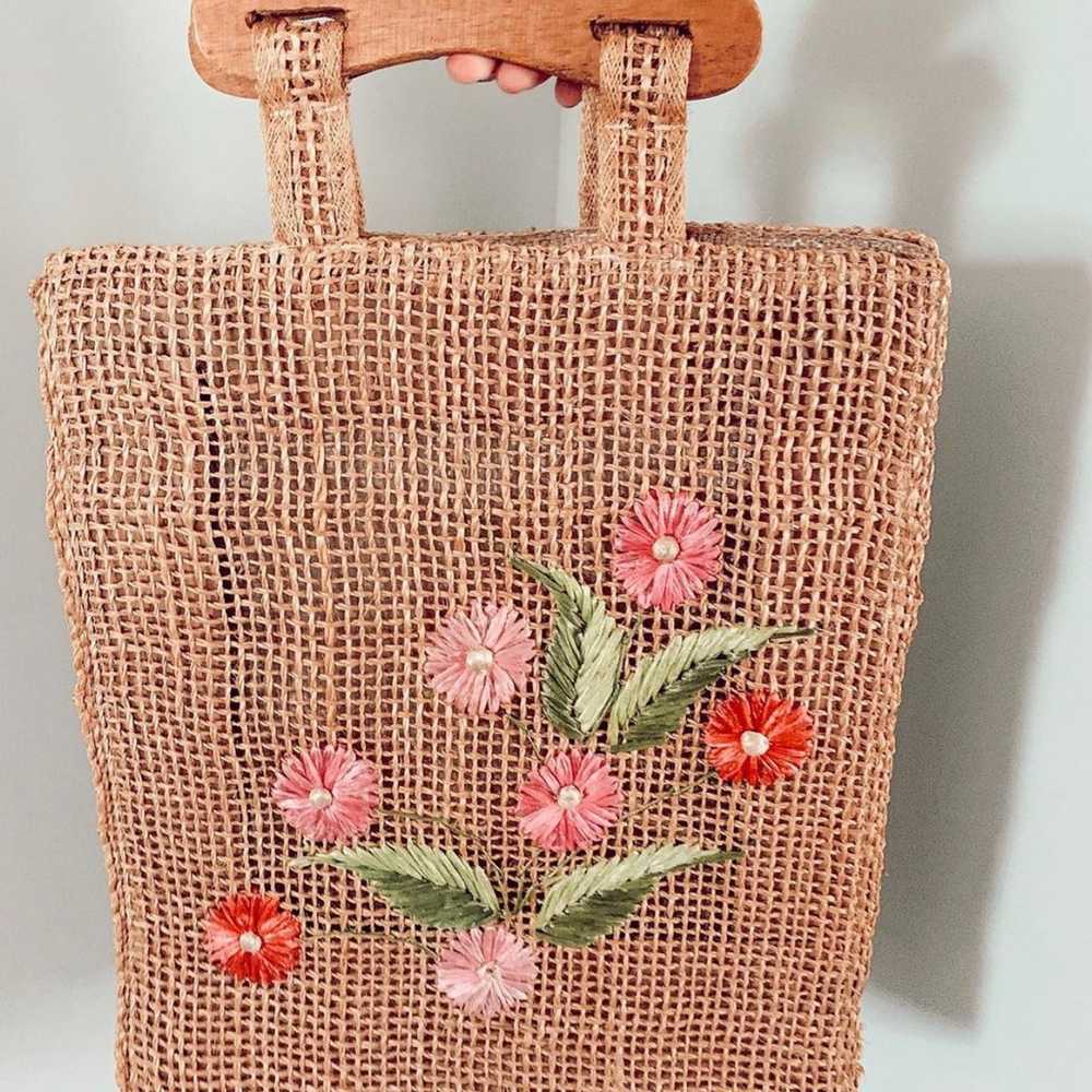 Floral burlap bag - image 1