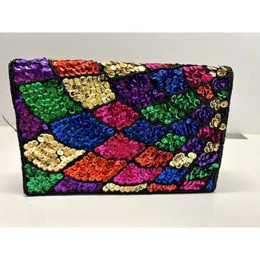 Vintage 80s Sequined Sparkle Beaded Crossbody Purs