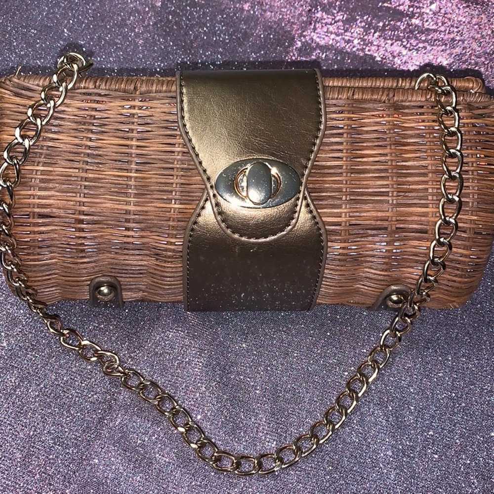 Vintage Bohemian Woven Straw Basket Shoulder Bag - image 1