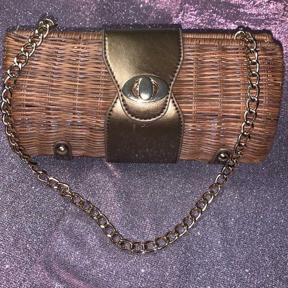 Vintage Bohemian Woven Straw Basket Shoulder Bag - image 2