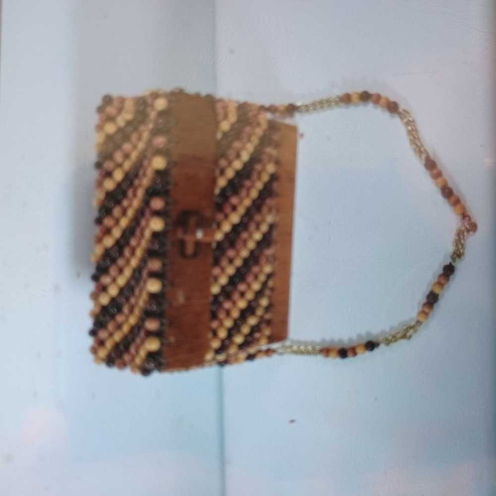 Vintage 1940s Gaymode bead and wood purse - image 1