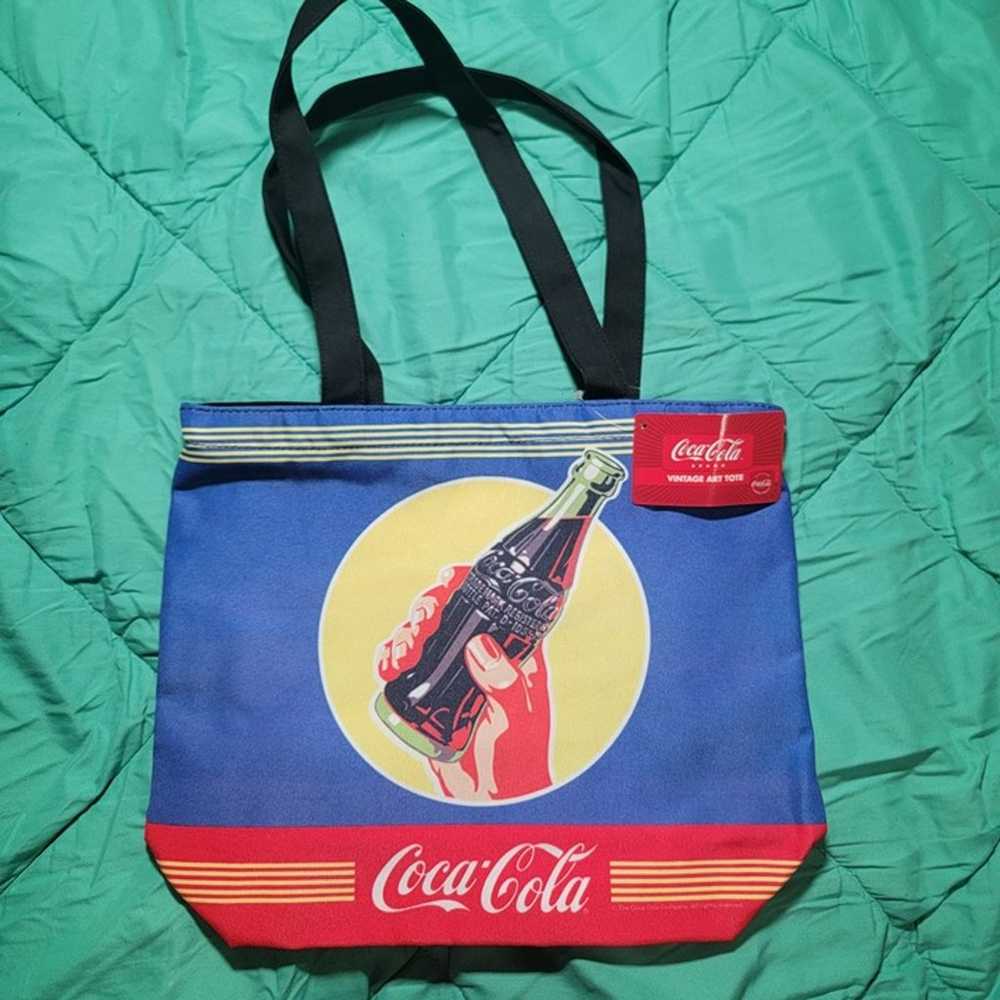 Coca Cola Vintage Art Tote Handbag Red Blue Casua… - image 1