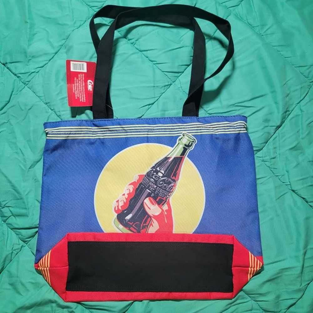 Coca Cola Vintage Art Tote Handbag Red Blue Casua… - image 2