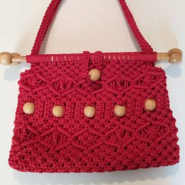 Boho vintage macrame purse 70s - image 1