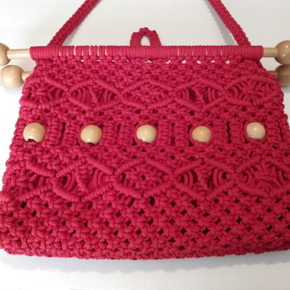 Boho vintage macrame purse 70s - image 3