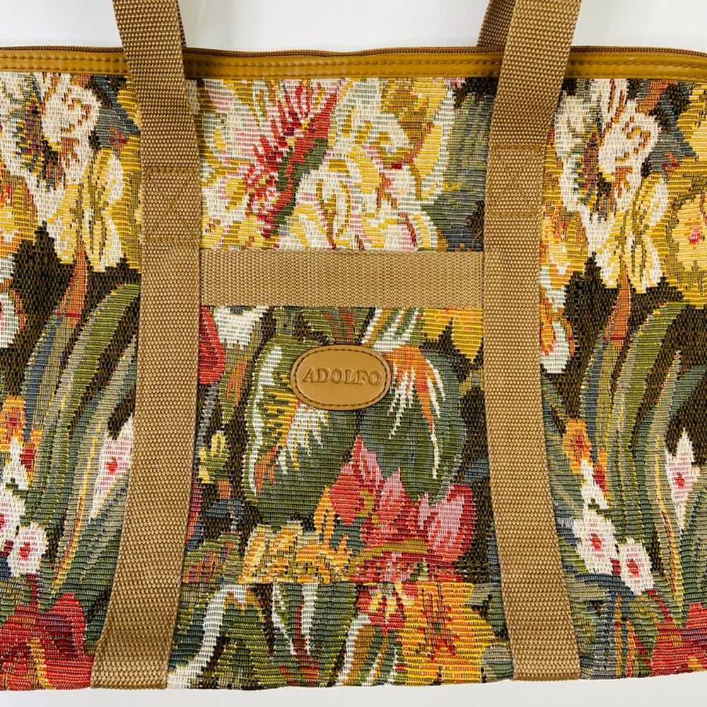 Vintage Adolfo Floral Tapestry Bag - image 2