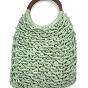 Sigrid Olsen Macrame Sage Woven Wood Top Handle Pu