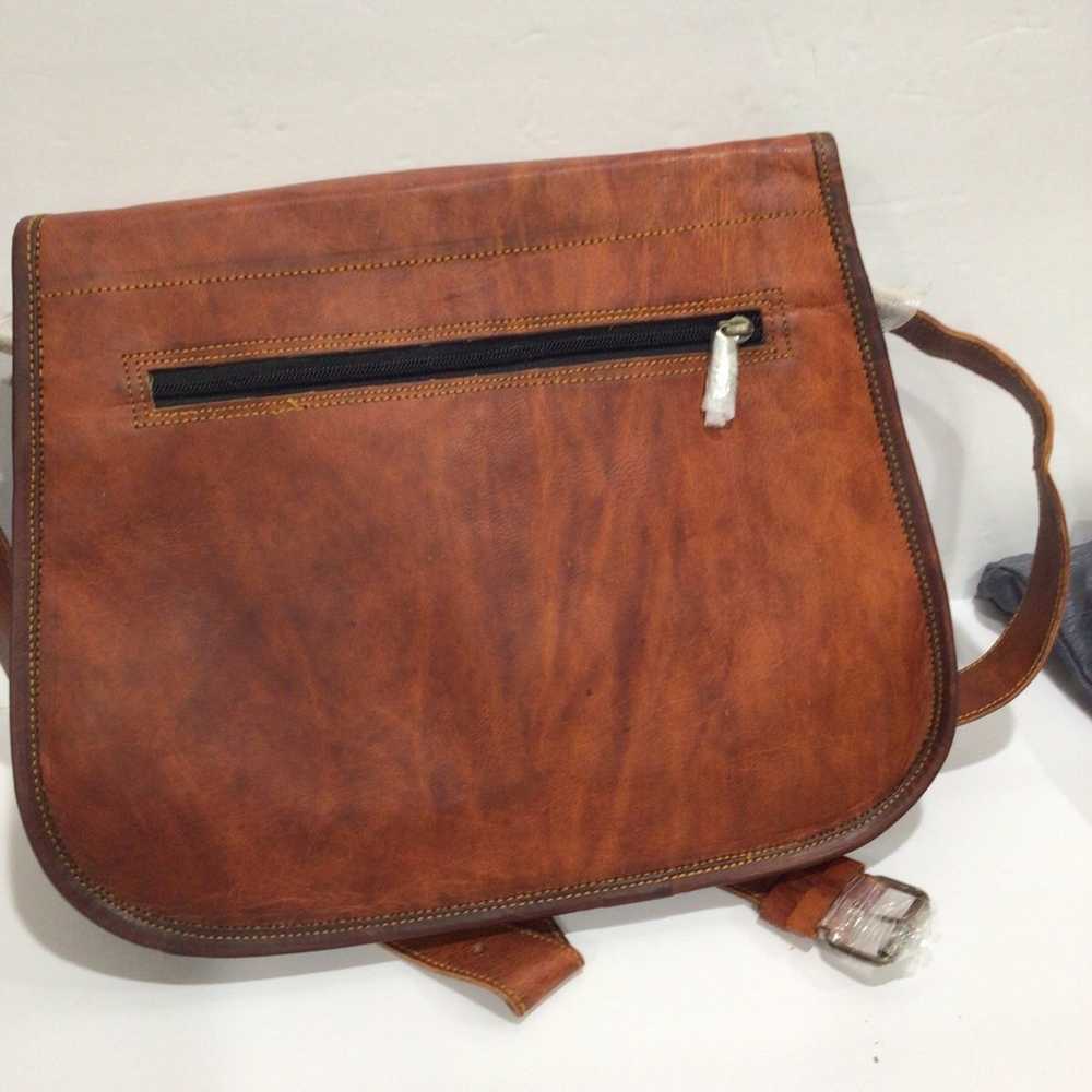 Vintage Brown Leather Crossbody Briefcase Unisex … - image 2