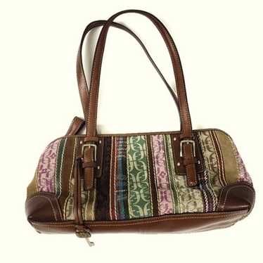 Fossil Vintage Patchwork Printed Leather/Suede/Fab