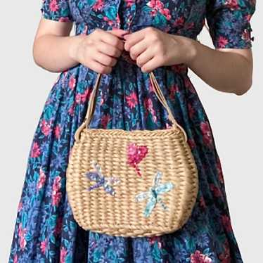 embellished wicker purse - image 1