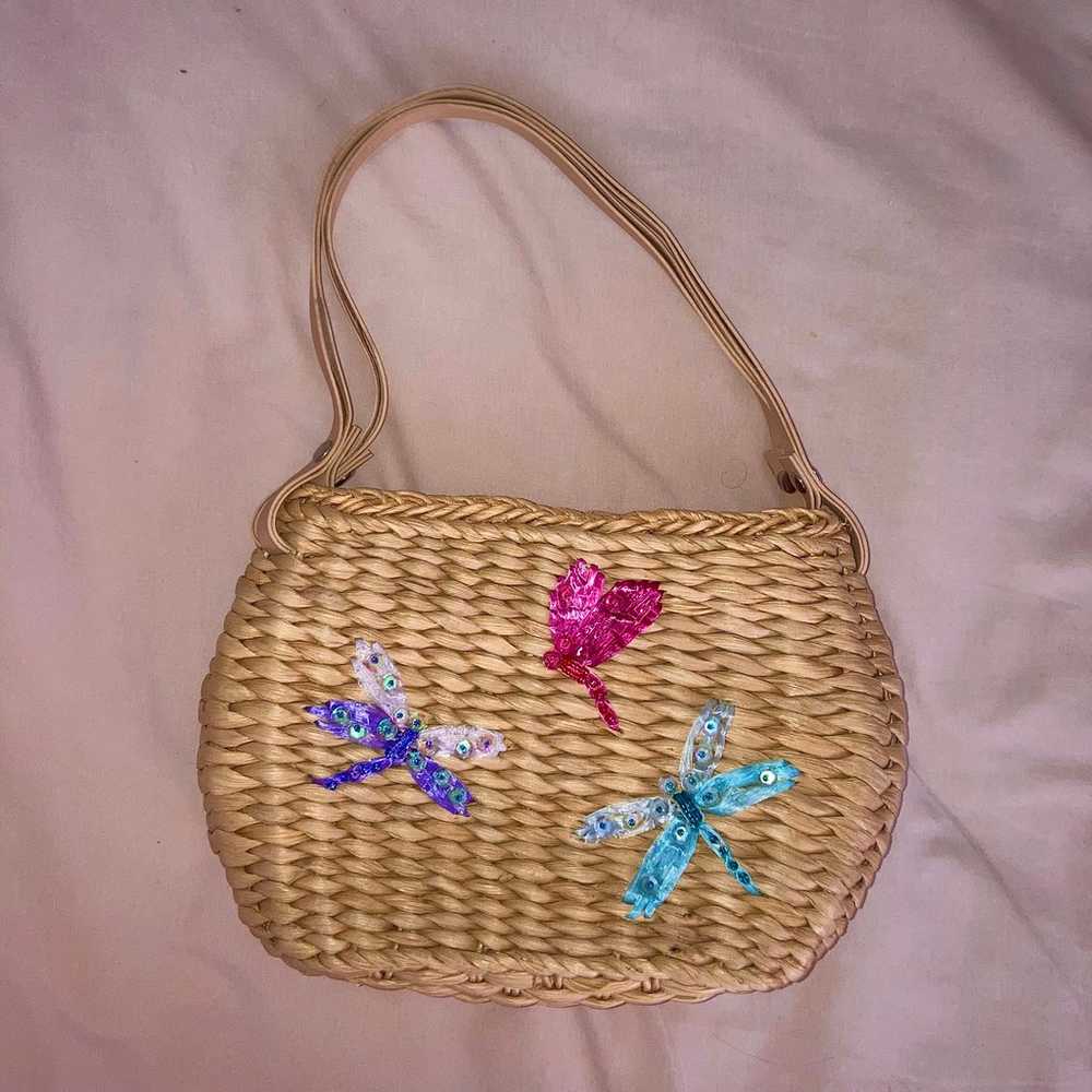 embellished wicker purse - image 2