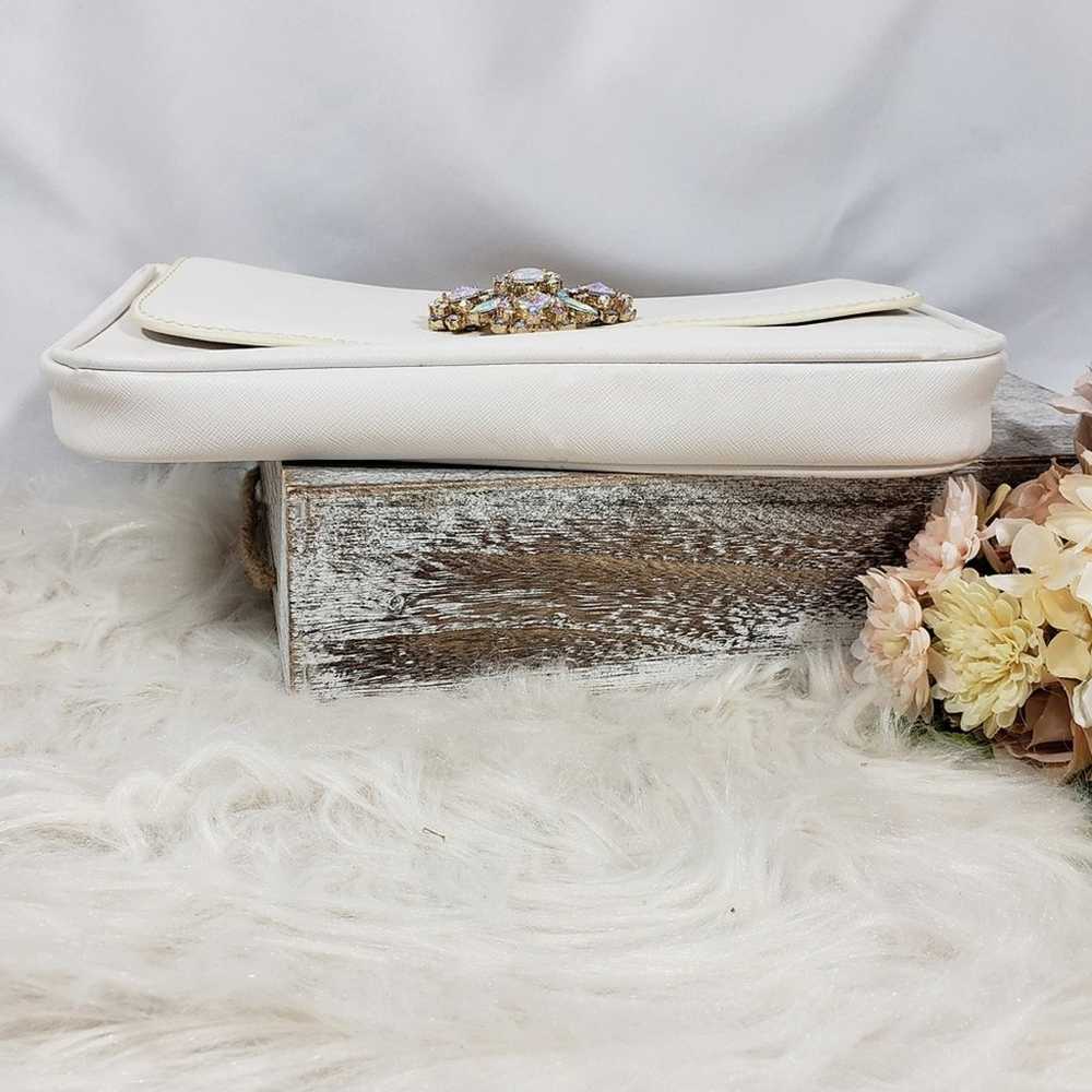 Charming Charlie Off White Rhinestone Clutch NWOT - image 6