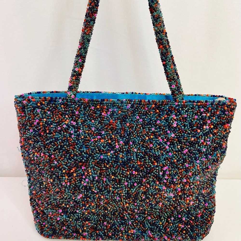 Vintage 1990’s Glass Fully Beaded Tote Purse - image 1