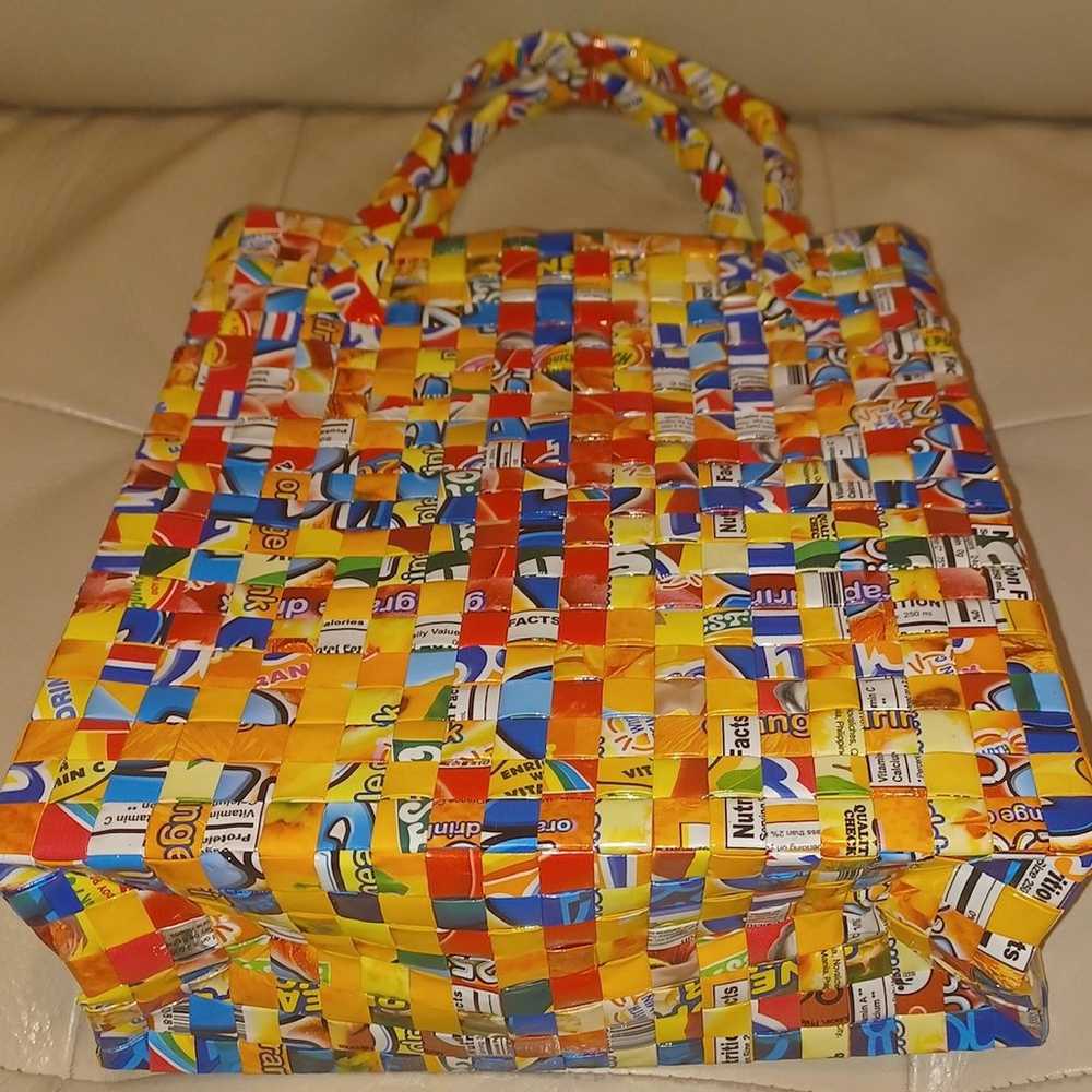 NWOT HANDMADE RECYCLED MULTICOLOR TOTE BAG- VINTA… - image 6