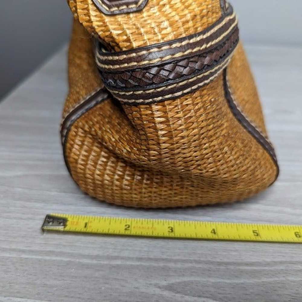 Vintage Fossil Woven Straw & Leather Handbag - image 11