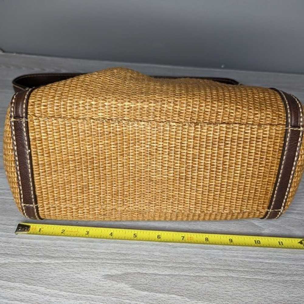 Vintage Fossil Woven Straw & Leather Handbag - image 12