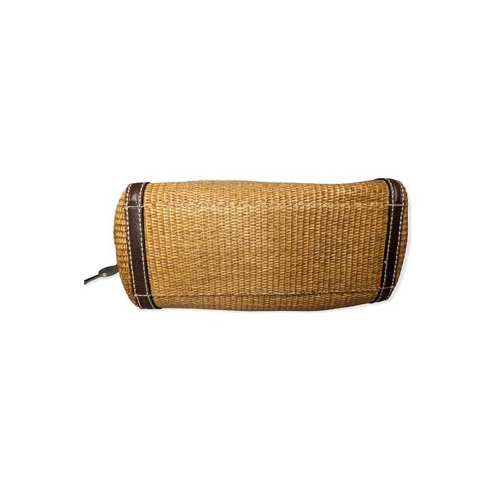 Vintage Fossil Woven Straw & Leather Handbag - image 3