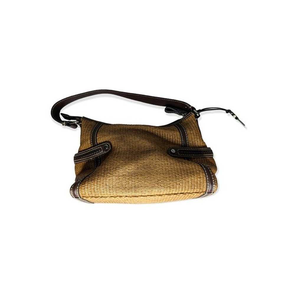 Vintage Fossil Woven Straw & Leather Handbag - image 5