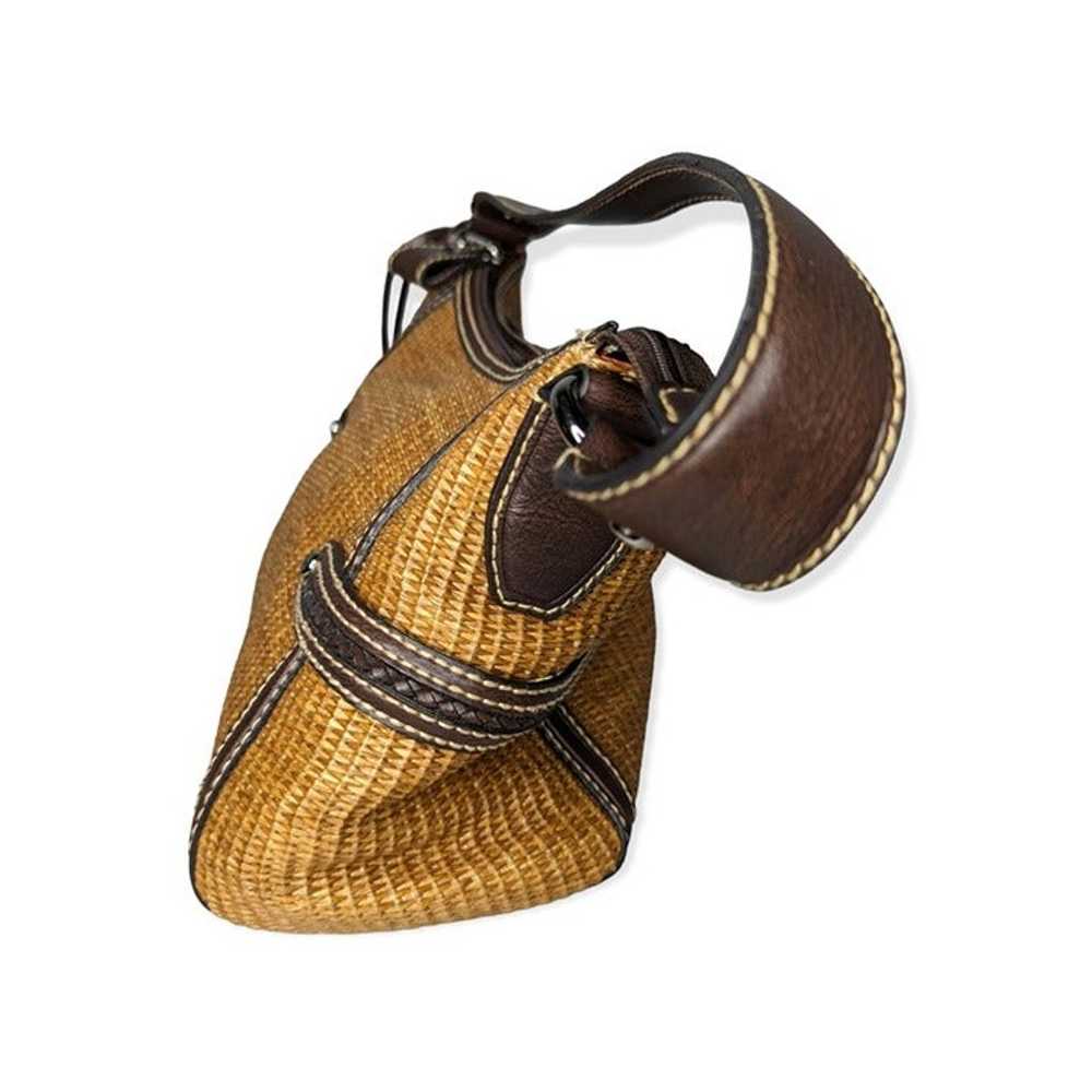 Vintage Fossil Woven Straw & Leather Handbag - image 7