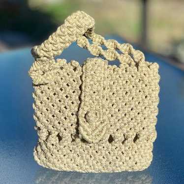 Beige Macramé Purse - image 1