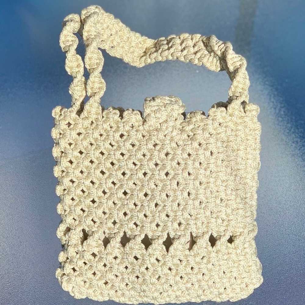 Beige Macramé Purse - image 2