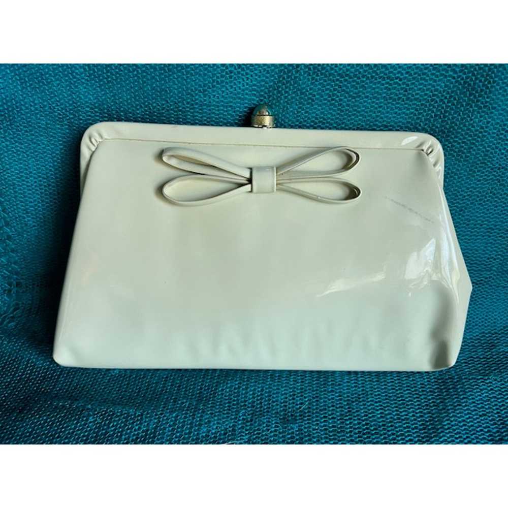 purse clutch handbage vinyl taupe - image 1