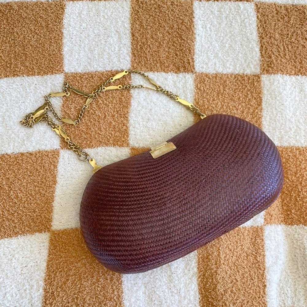 BURGUNDY BROWN RUST GOLD STRUCTURED VINTAGE PURSE - image 5