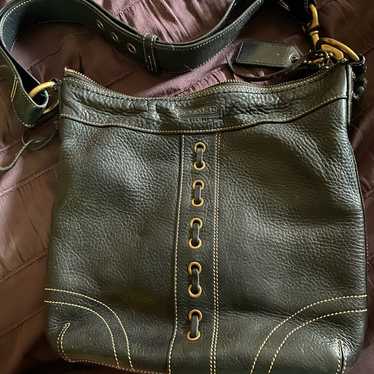 Black vintage pebbled leather Coach bag - image 1