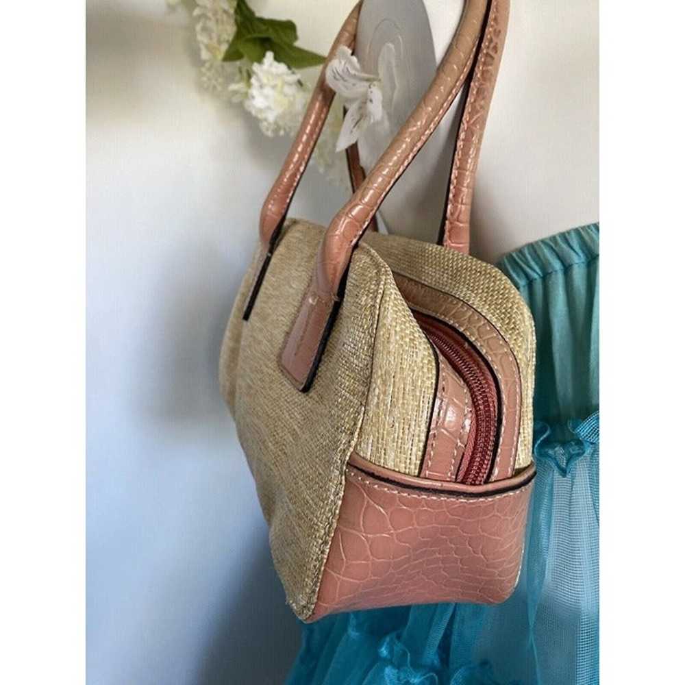 Vintage Tommy Hilfiger Tan Pink Bagette Handbag P… - image 3