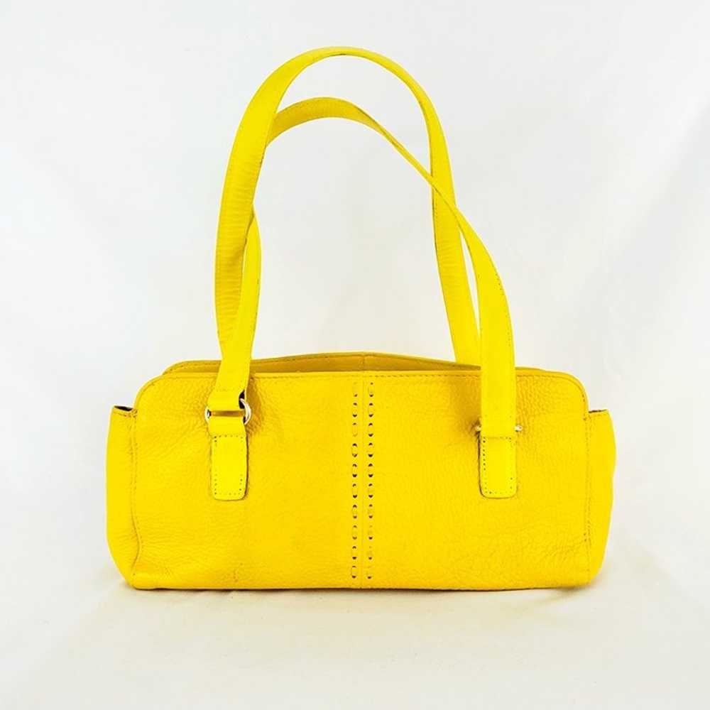 Vintage Fossil Canary Pebble Leather Satchel Hand… - image 3