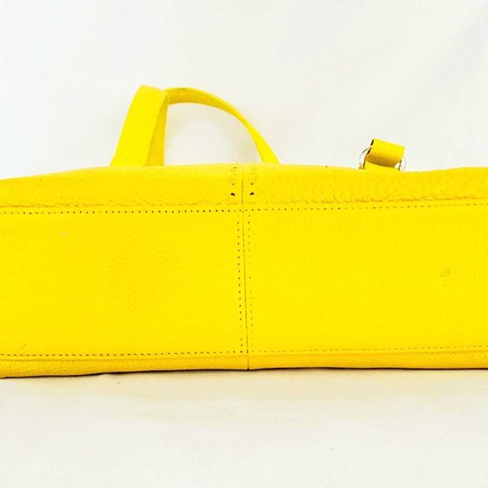 Vintage Fossil Canary Pebble Leather Satchel Hand… - image 5