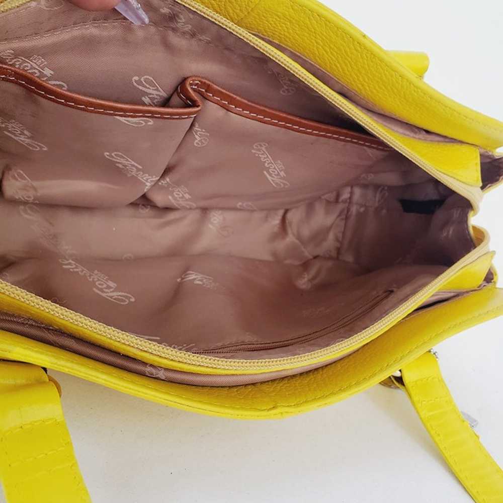 Vintage Fossil Canary Pebble Leather Satchel Hand… - image 7