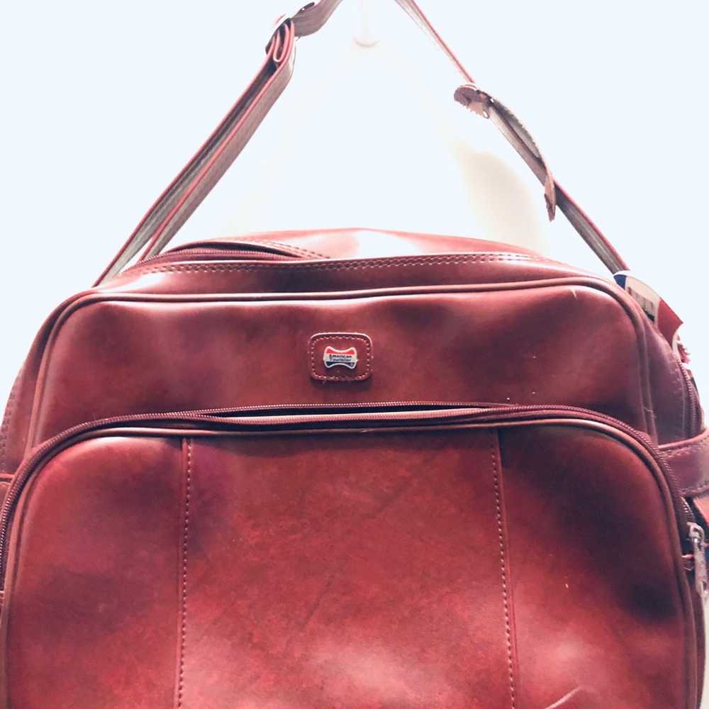 Vintage American Tourister Umber Leather Carry on… - image 2