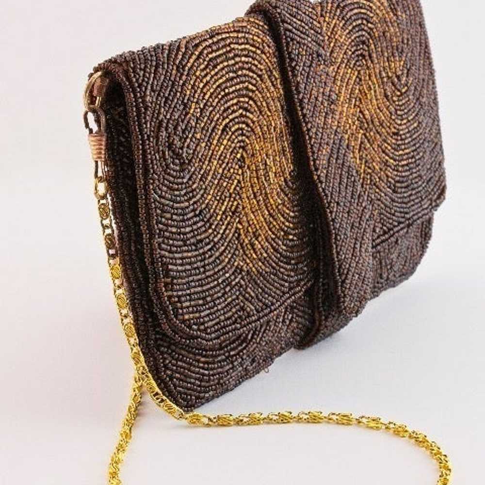 Women Vintage Copper Bead Evening Clutch - image 2