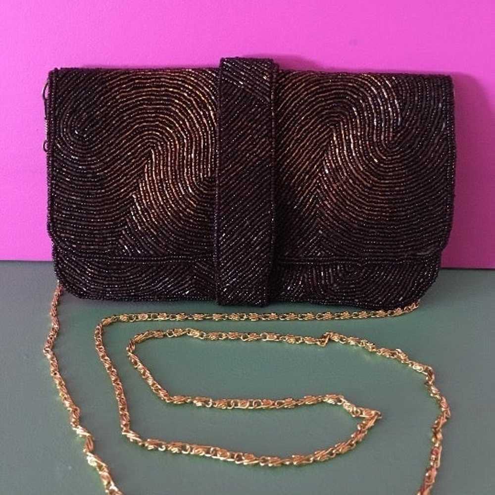 Women Vintage Copper Bead Evening Clutch - image 3