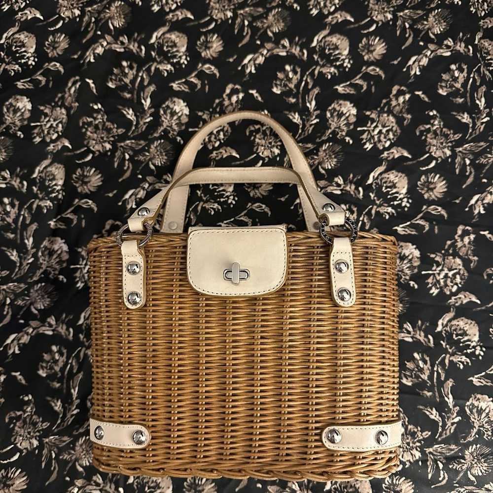 Authentic  vintage MONSAC straw & leather bag - image 1