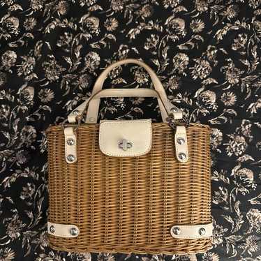 Authentic  vintage MONSAC straw & leather bag - image 1