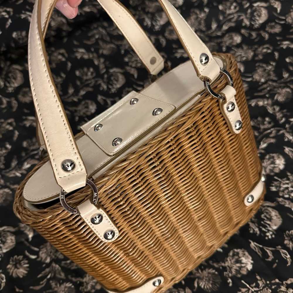 Authentic  vintage MONSAC straw & leather bag - image 3