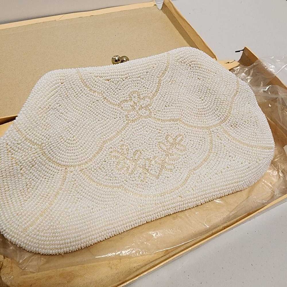 Vintage Richere White Beaded Purse In Box - image 10