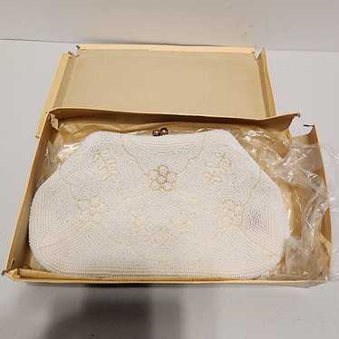 Vintage Richere White Beaded Purse In Box - image 1